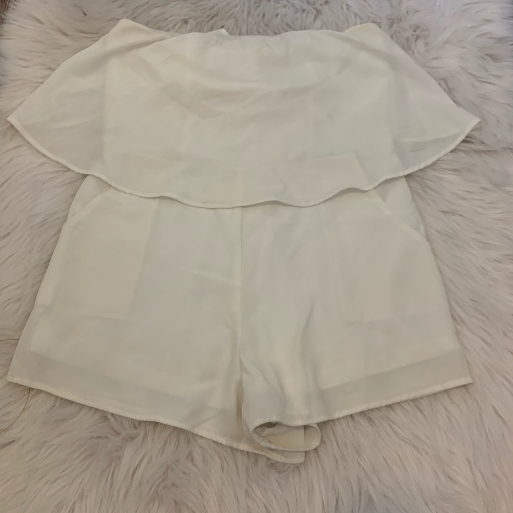 strapless white romper